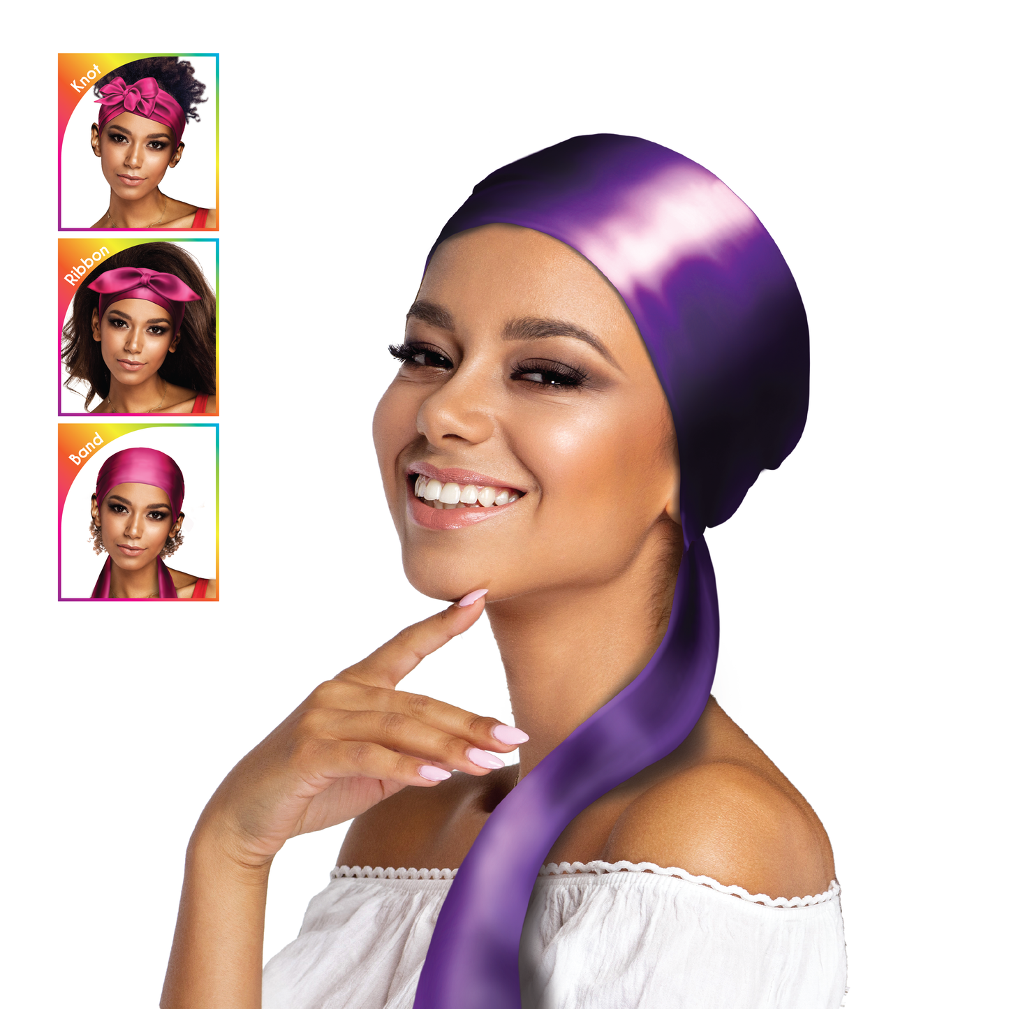 SM Beauty LLC - Edge Scarf | Plain Colors: TES002 Plain Purple 3.15"x59"