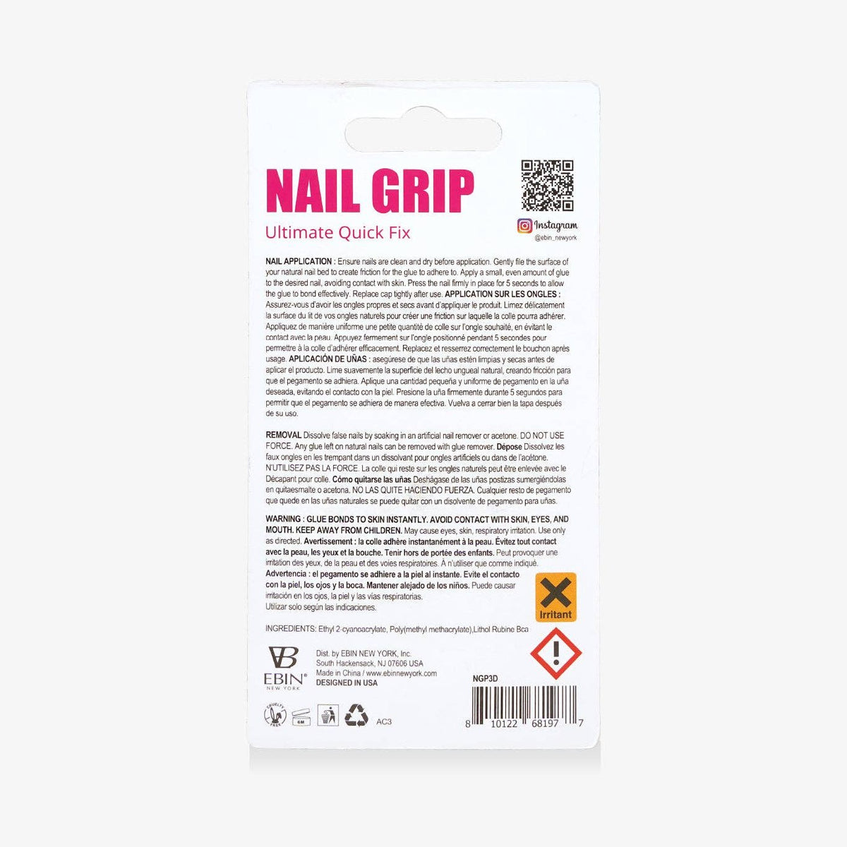 EBIN NEW YORK - Nail Grip: Clear♥Drop