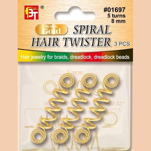 MI Hair Distribution - JEWELRY SPIRAL HAIR TWISTER-8 MM - 5 TURNS - GOLD