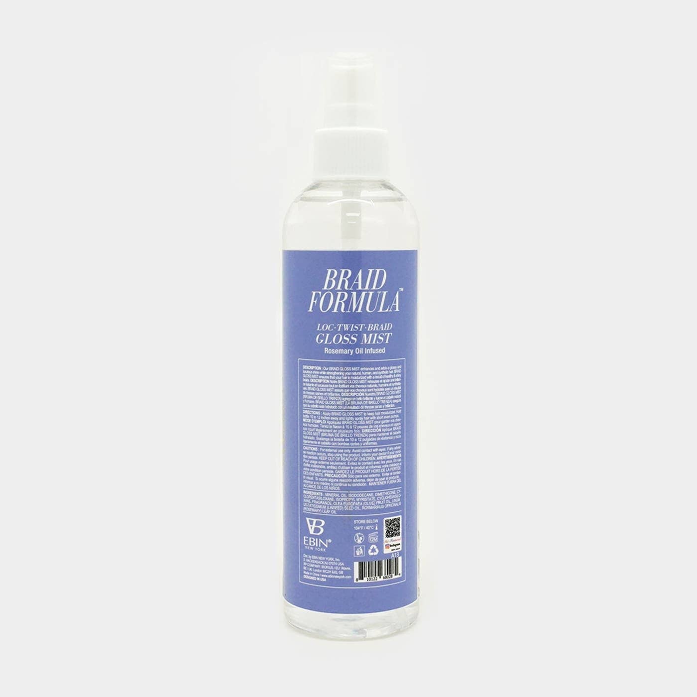 EBIN NEW YORK - BRAID FORMULA LOC. TWIST. BRAID GLOSS MIST 250ML (8OZ) - STRENGTHENING