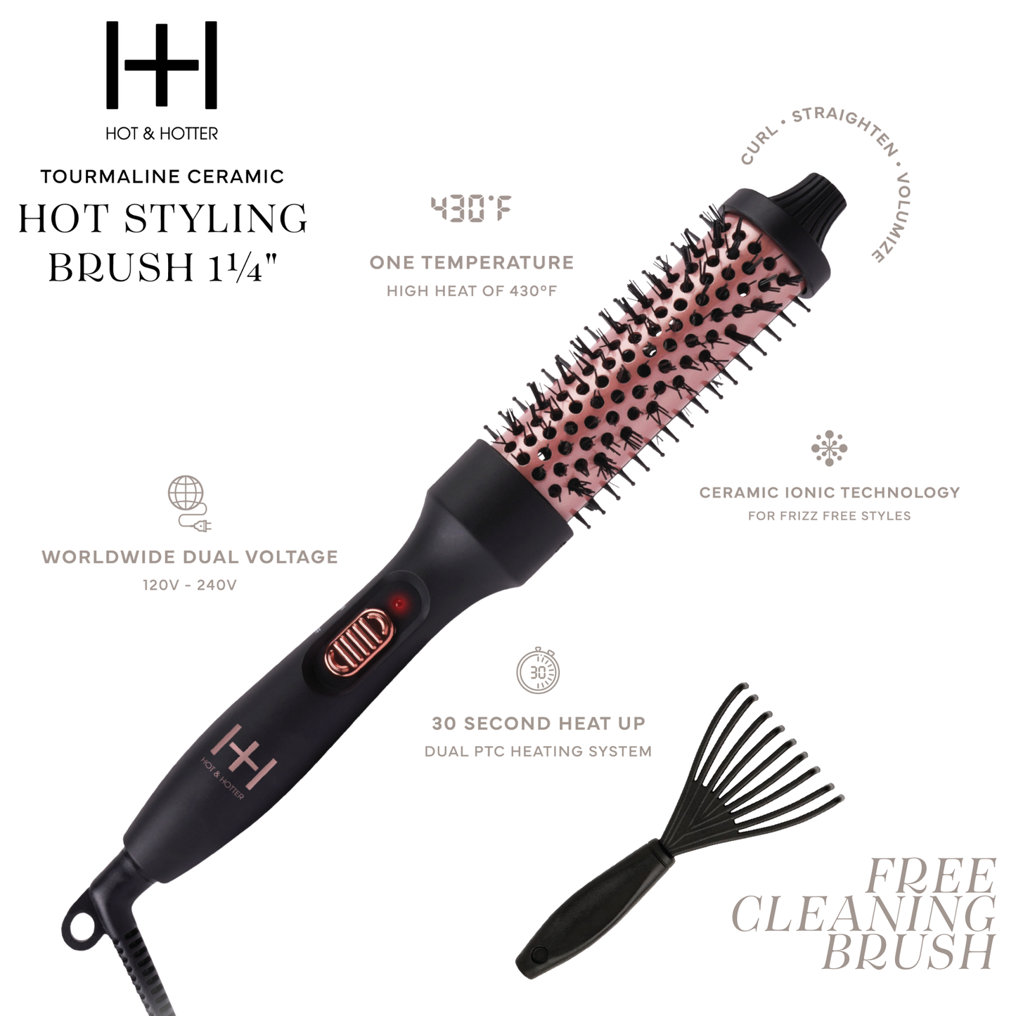 Annie International, Inc. - Hot & Hotter Tourmaline Ceramic Hot Styling Brush 1.25"