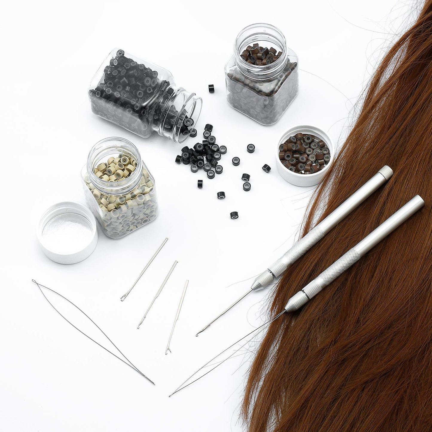 2 in 1 Hair Extension Tools, Includes Loop Needle Threader