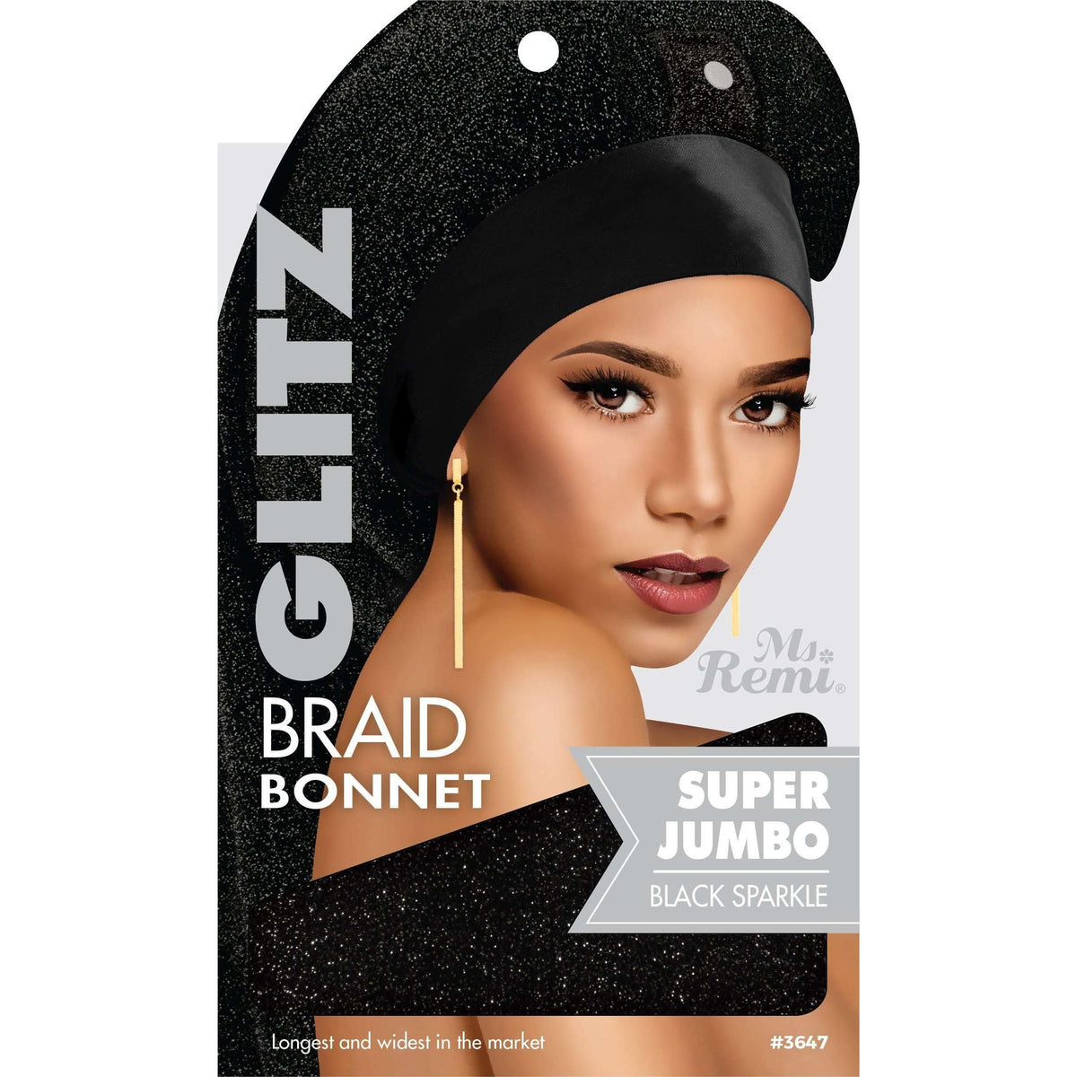 Ms. Remi Glitz Braid Bonnet Ultra Jumbo - XL - Sparkle Black