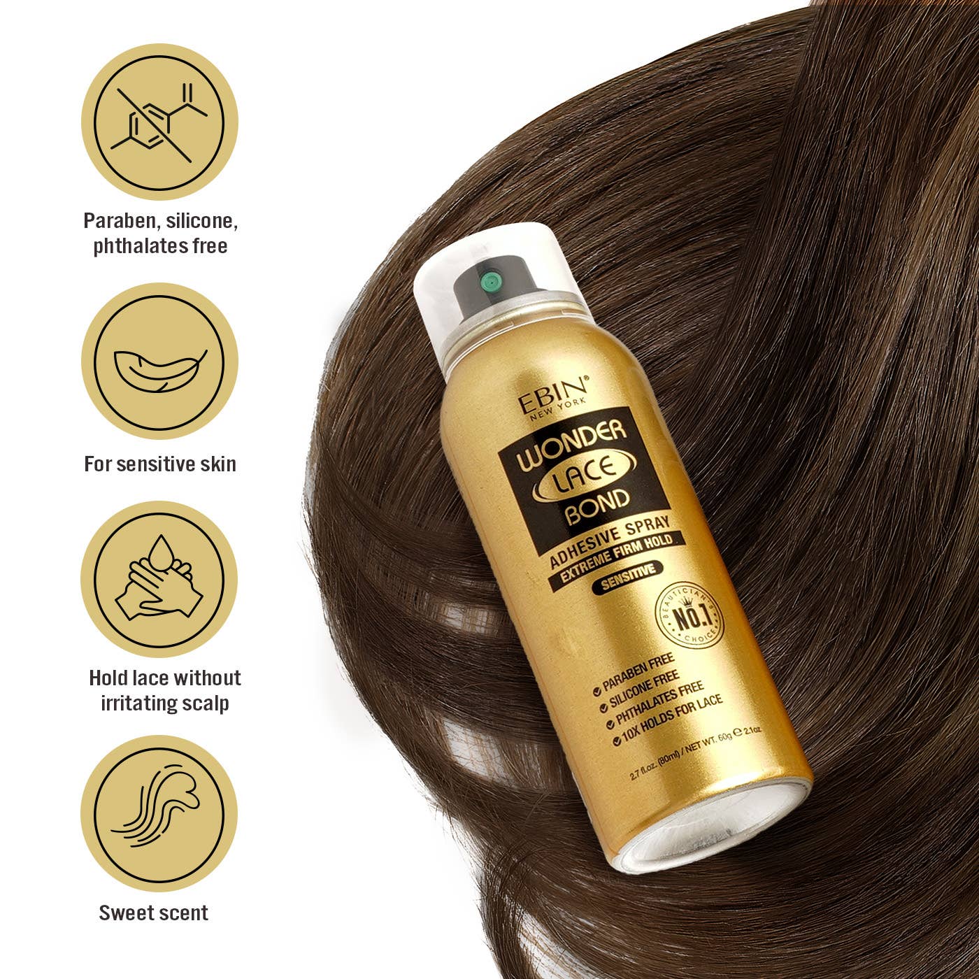 EBIN NEW YORK - Wonder Lace Bond Wig Adhesive Spray - Sensitive: 80ml