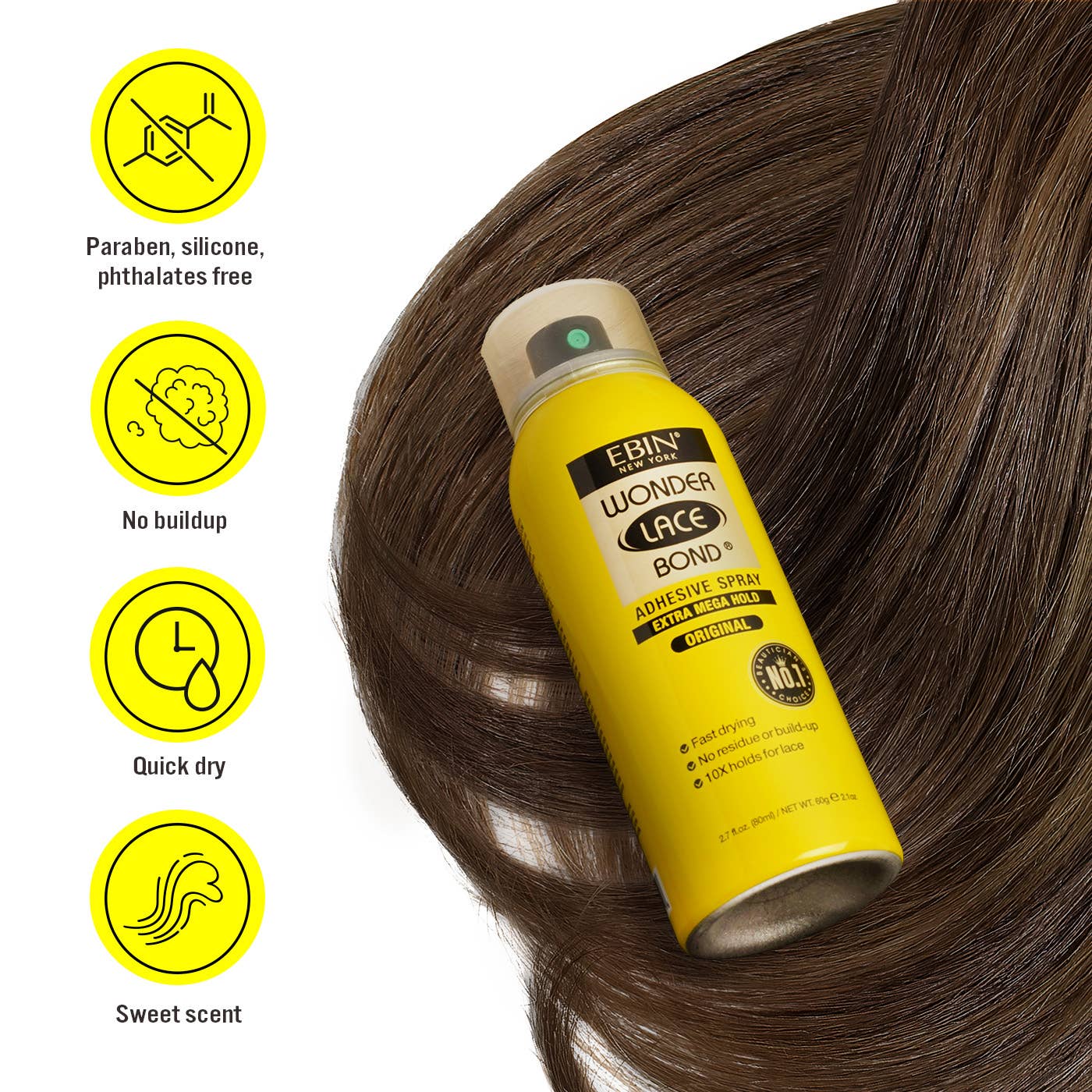 EBIN NEW YORK - Wonder Lace Bond Wig Adhesive Spray - Extra Mega Hold: 80ml