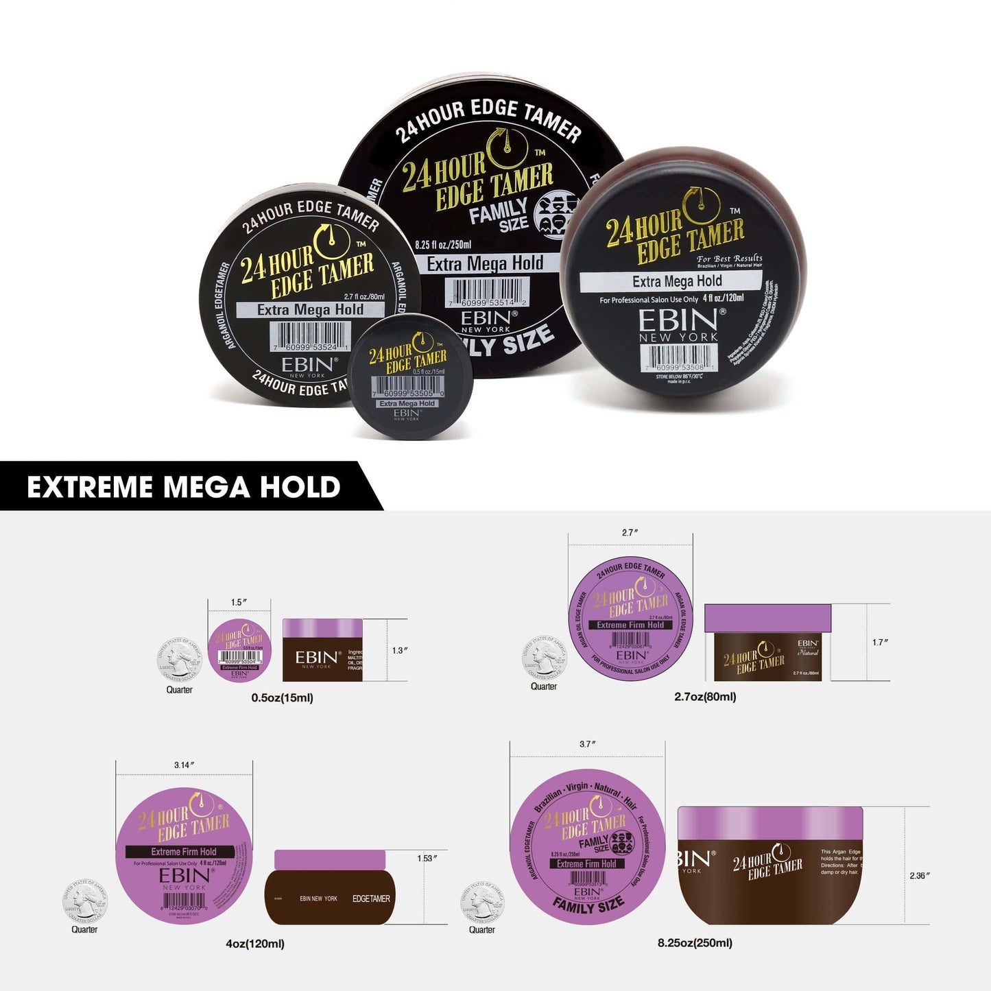 EBIN NEW YORK - 24 Hour Edge Tamer - Extra Mega Hold 6.09oz/ 180ml