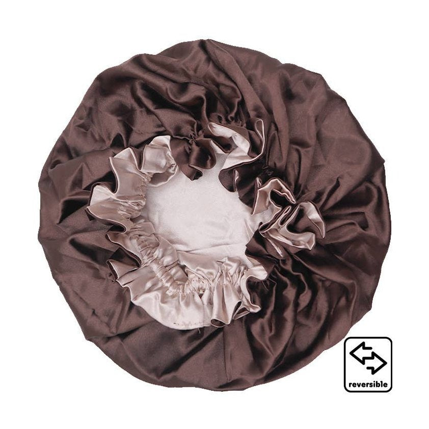 PINEAPPLE Beauty - CALA 66047 Brown/Nude Reversible Silky Satin Bonnet - 6pcs