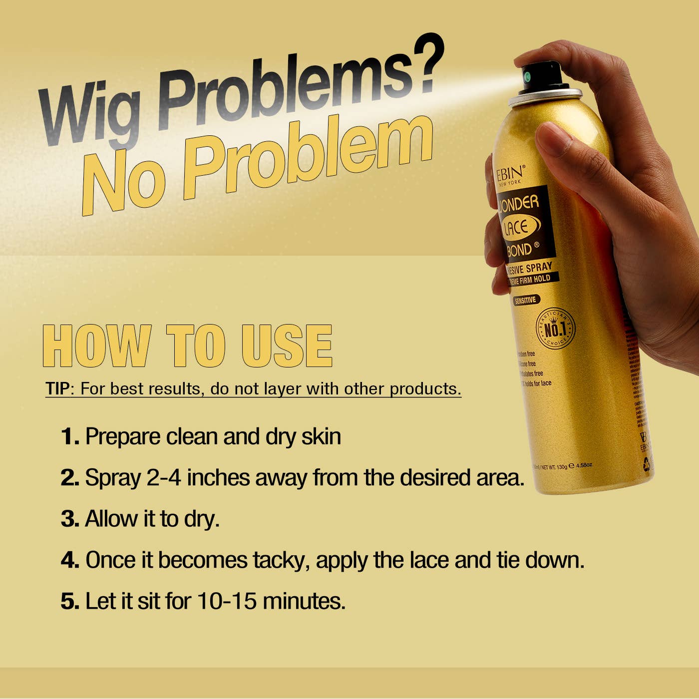 EBIN NEW YORK - Wonder Lace Bond Wig Adhesive Spray - Sensitive: 80ml