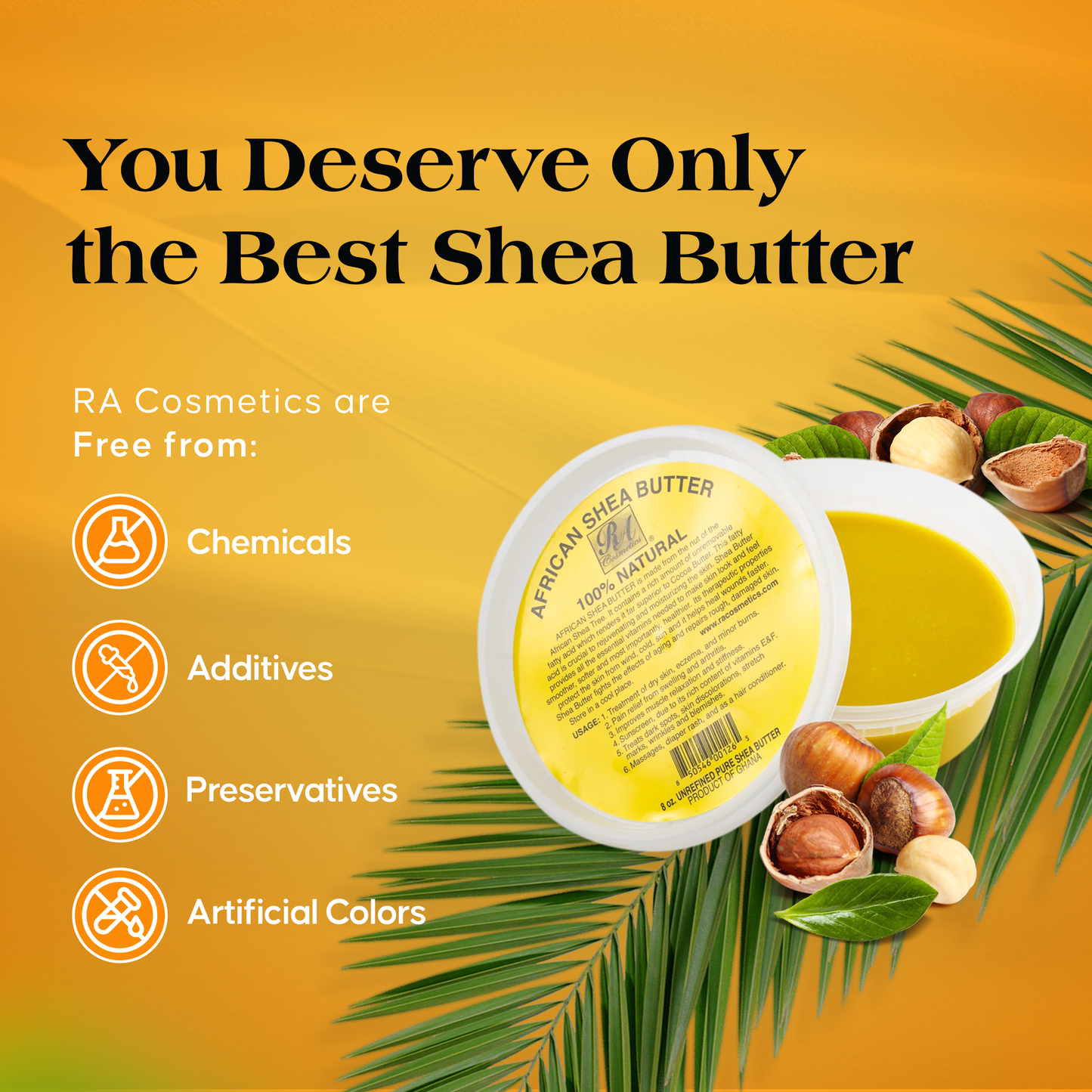 100% African Shea Butter Yellow 8 oz