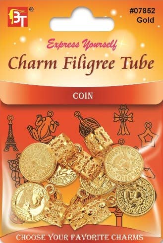 BRAID JEWELRY CHARMS-COIN - GOLD