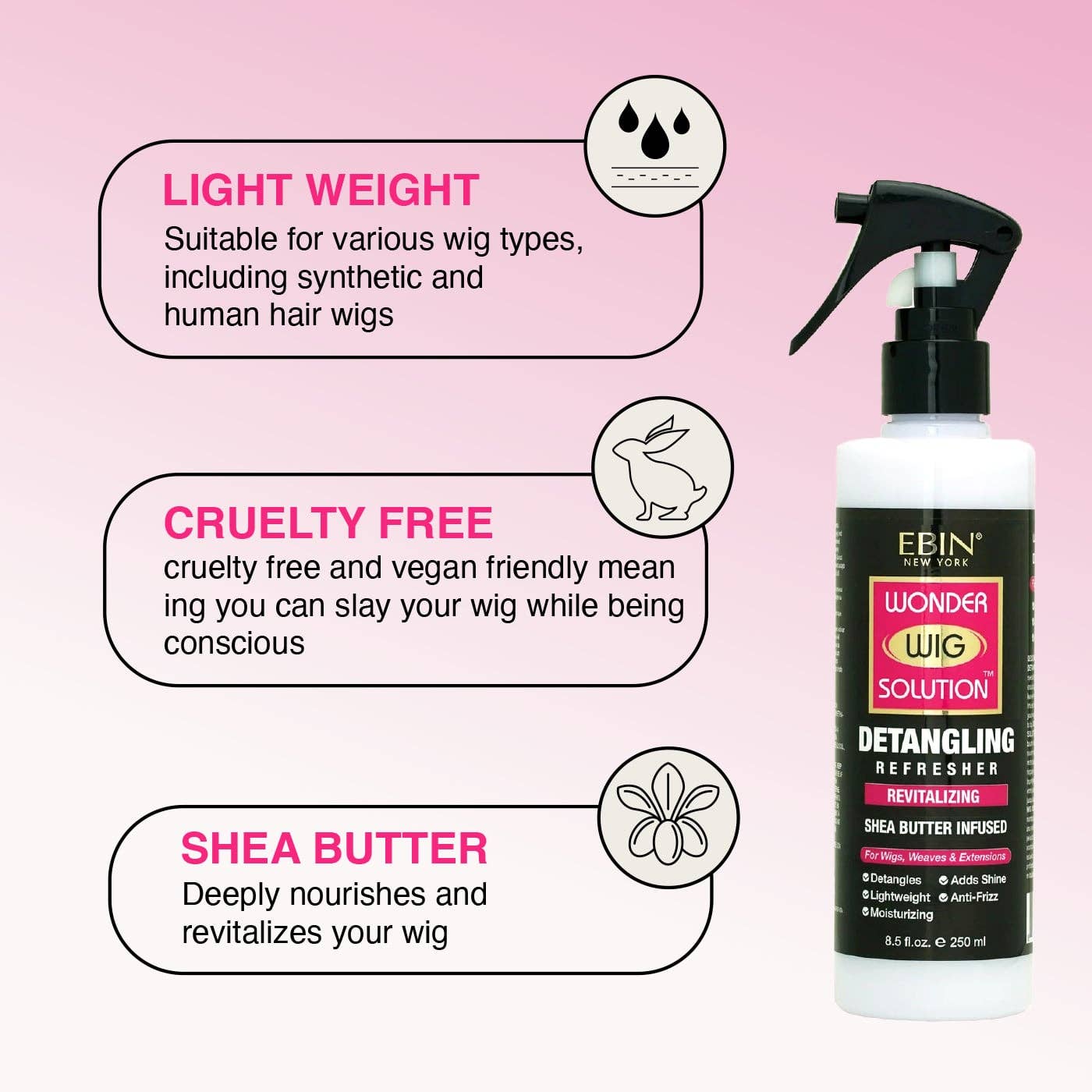 EBIN NEW YORK - Wonder Wig Solution Detangling Refresher - Spray