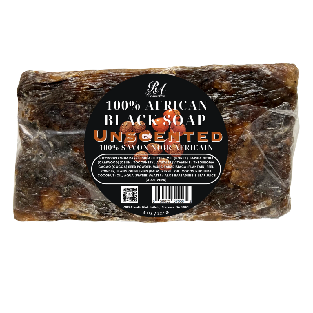 African Black Soap Bar - Unscented, 8 oz
