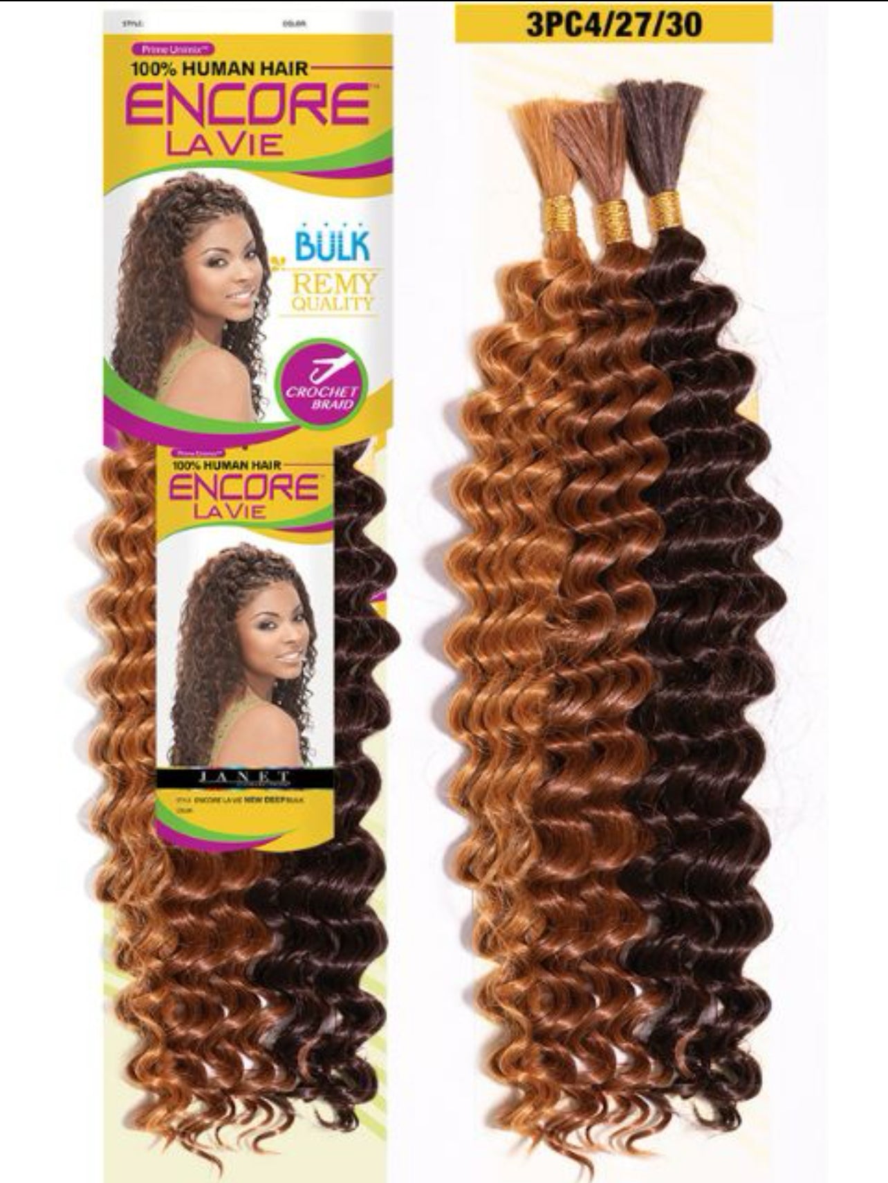 Janet Encore Lavie - New Deep Bulk 100% Human Hair Blend - Fantastic Colors - 18"
