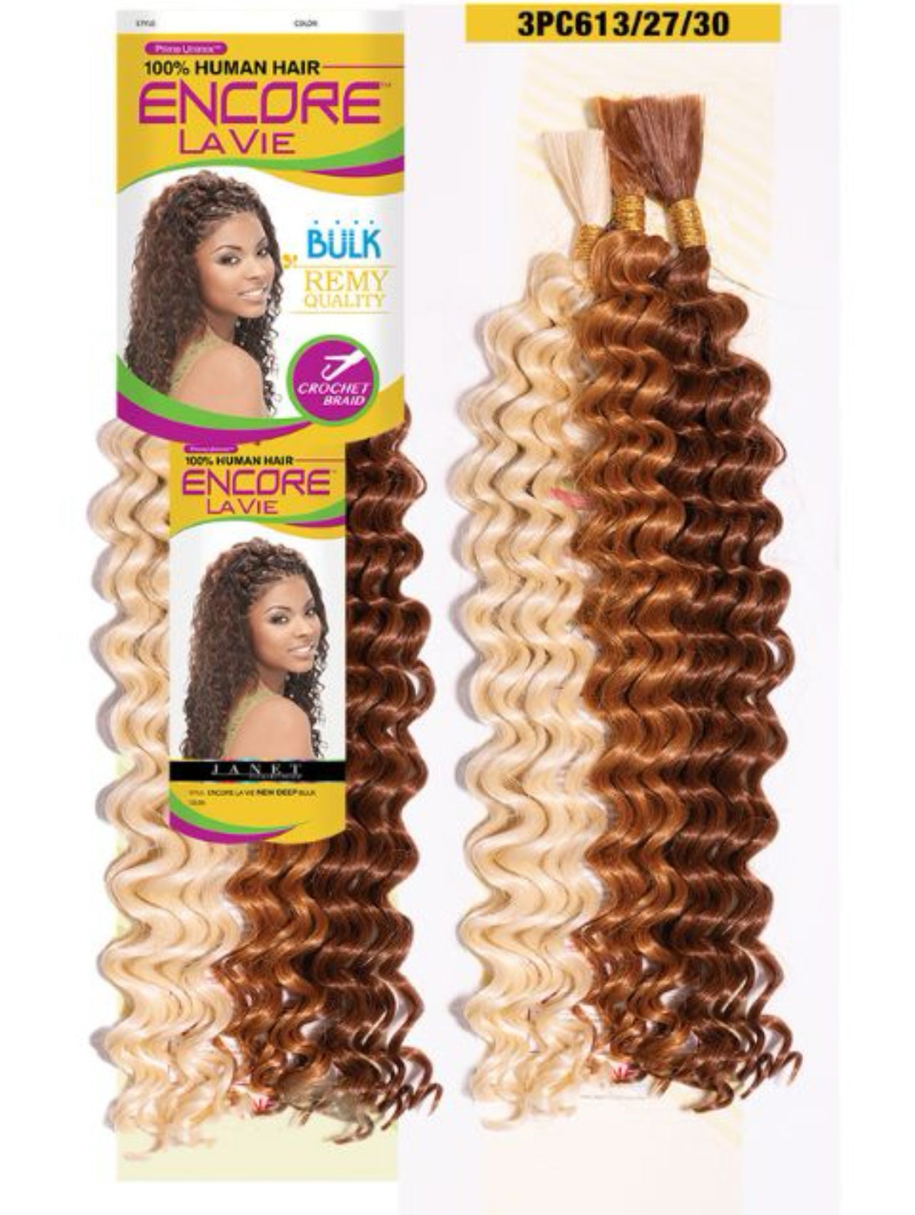 Janet Encore Lavie - New Deep Bulk 100% Human Hair Blend - Fantastic Colors - 18"