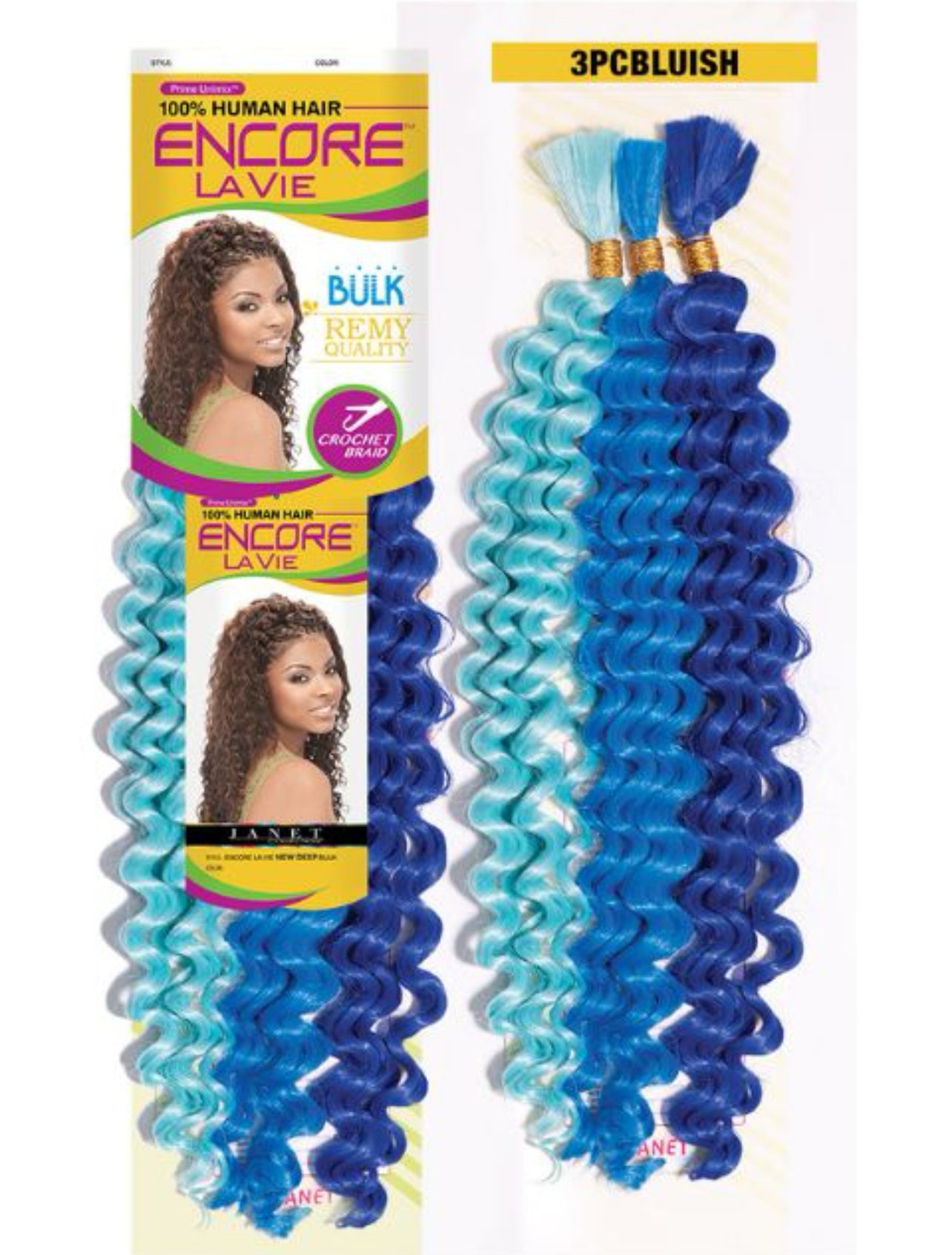 Janet Encore Lavie - New Deep Bulk 100% Human Hair Blend - Fantastic Colors - 18"
