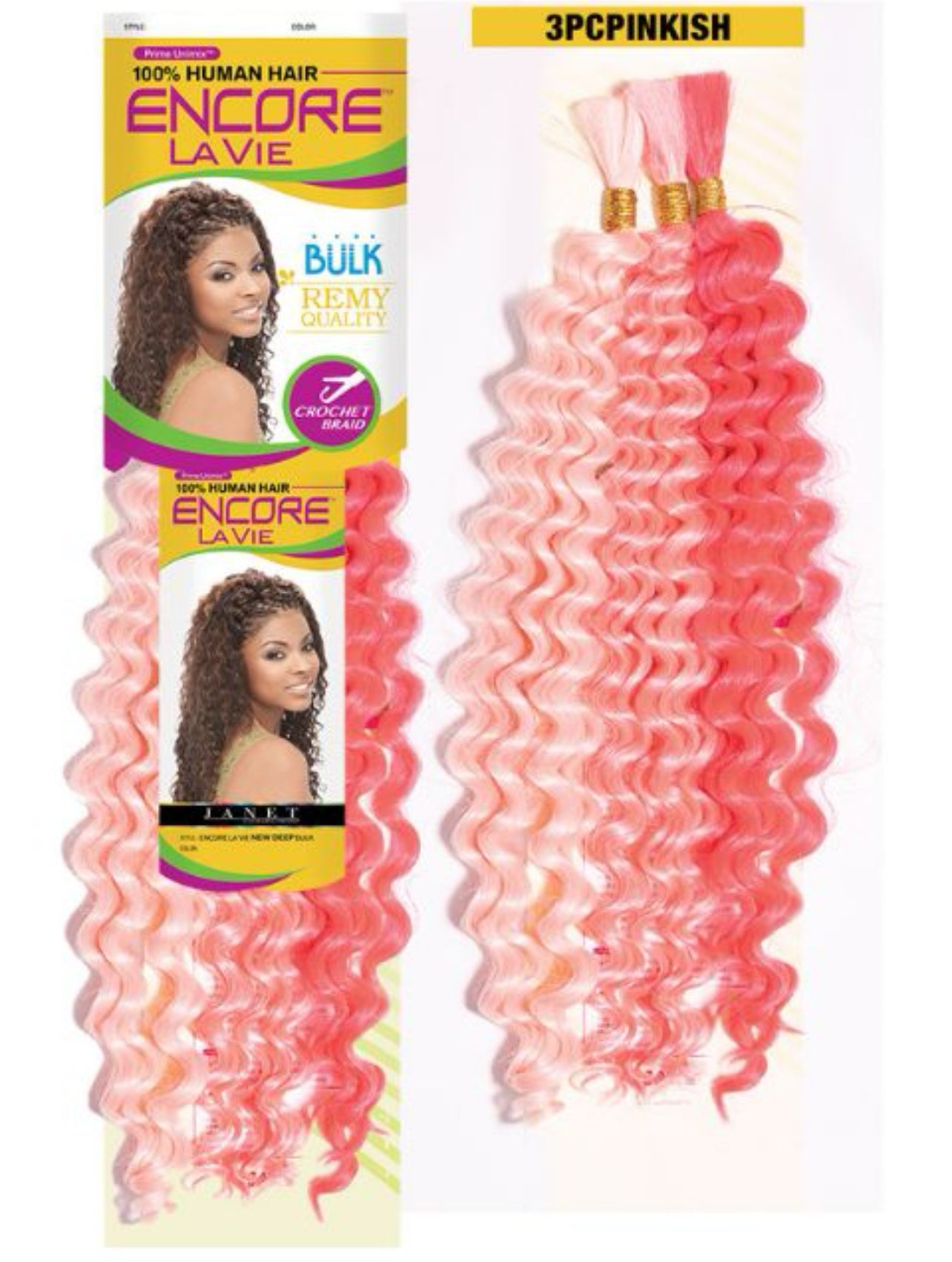 Janet Encore Lavie - New Deep Bulk 100% Human Hair Blend - Fantastic Colors - 18"