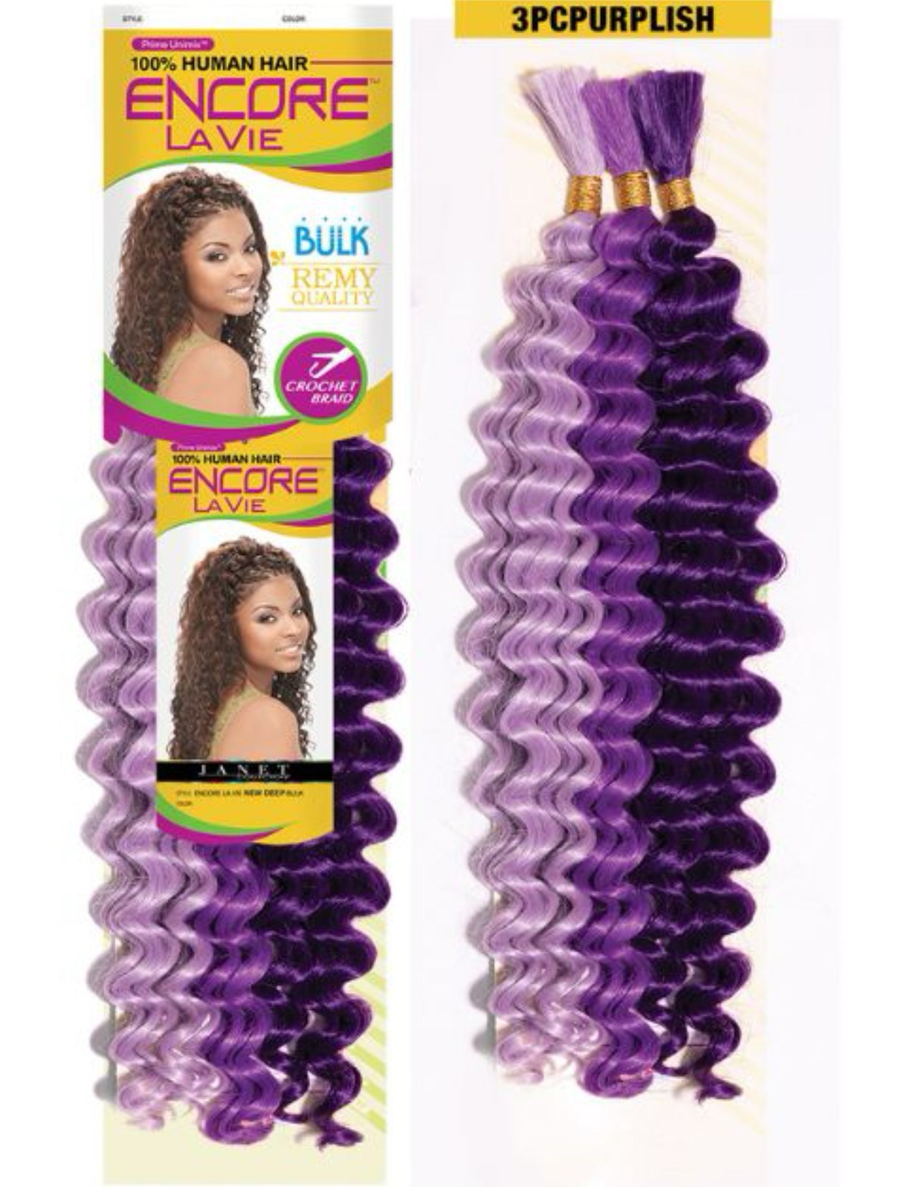 Janet Encore Lavie - New Deep Bulk 100% Human Hair Blend - Fantastic Colors - 18"
