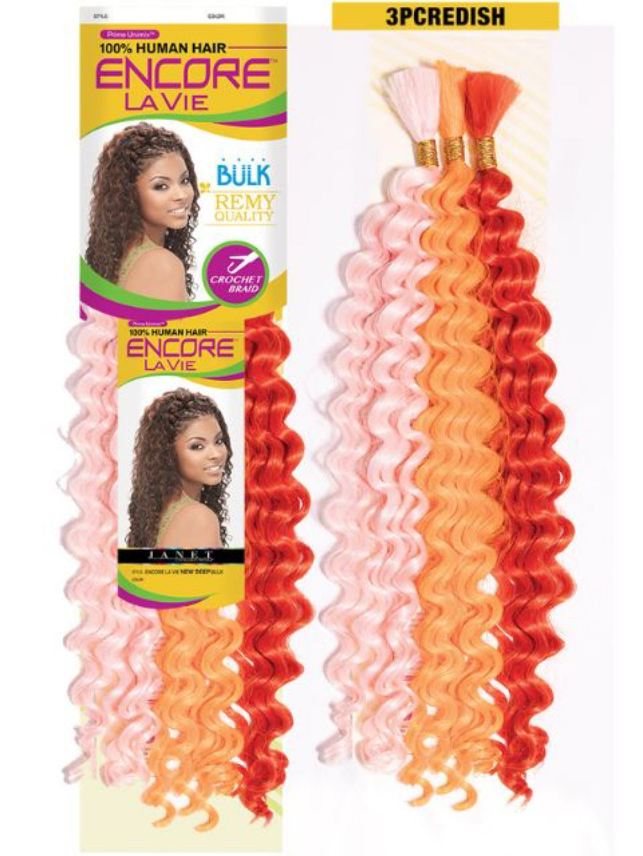 Janet Encore Lavie - New Deep Bulk 100% Human Hair Blend - Fantastic Colors - 18"