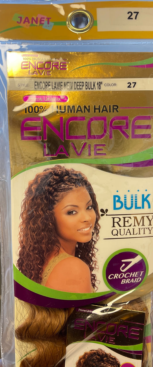 Janet Encore 100% Human Hair Lavie Bulk Crochet 18" Color 27