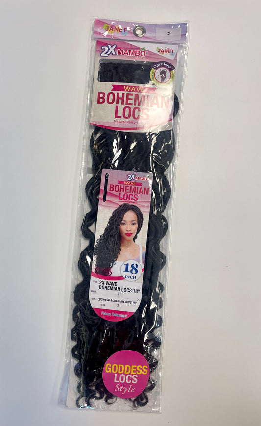 2X MAMBO WAVE - BOHEMIAN LOCS - NATURAL KINKY TEXTURE 18''