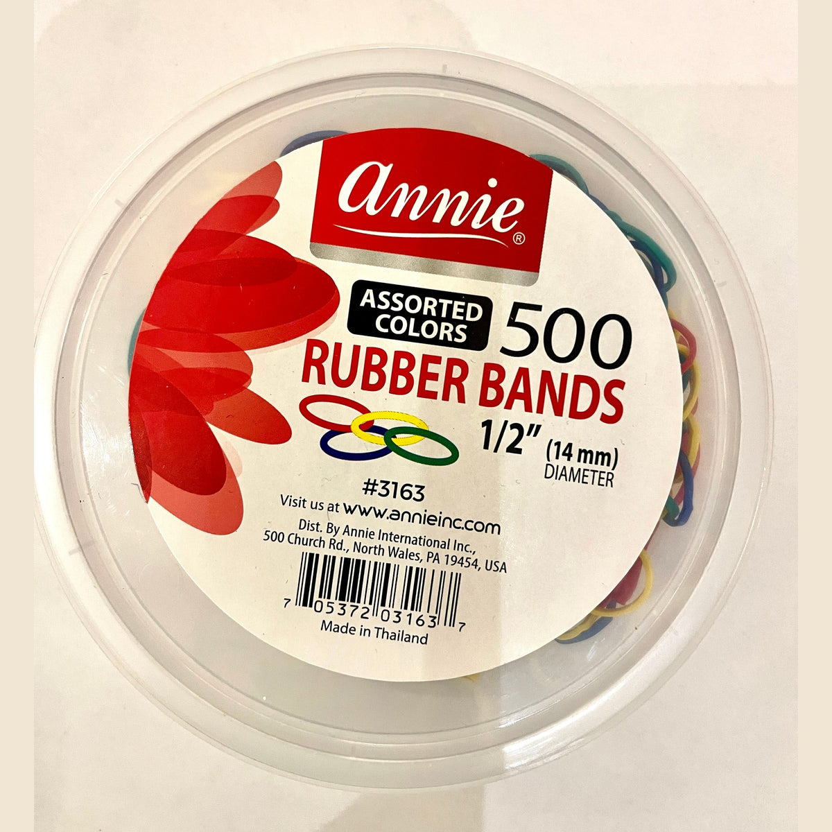 ANNIE ASSORTED COLORS RUBBER BAND - 1/2''