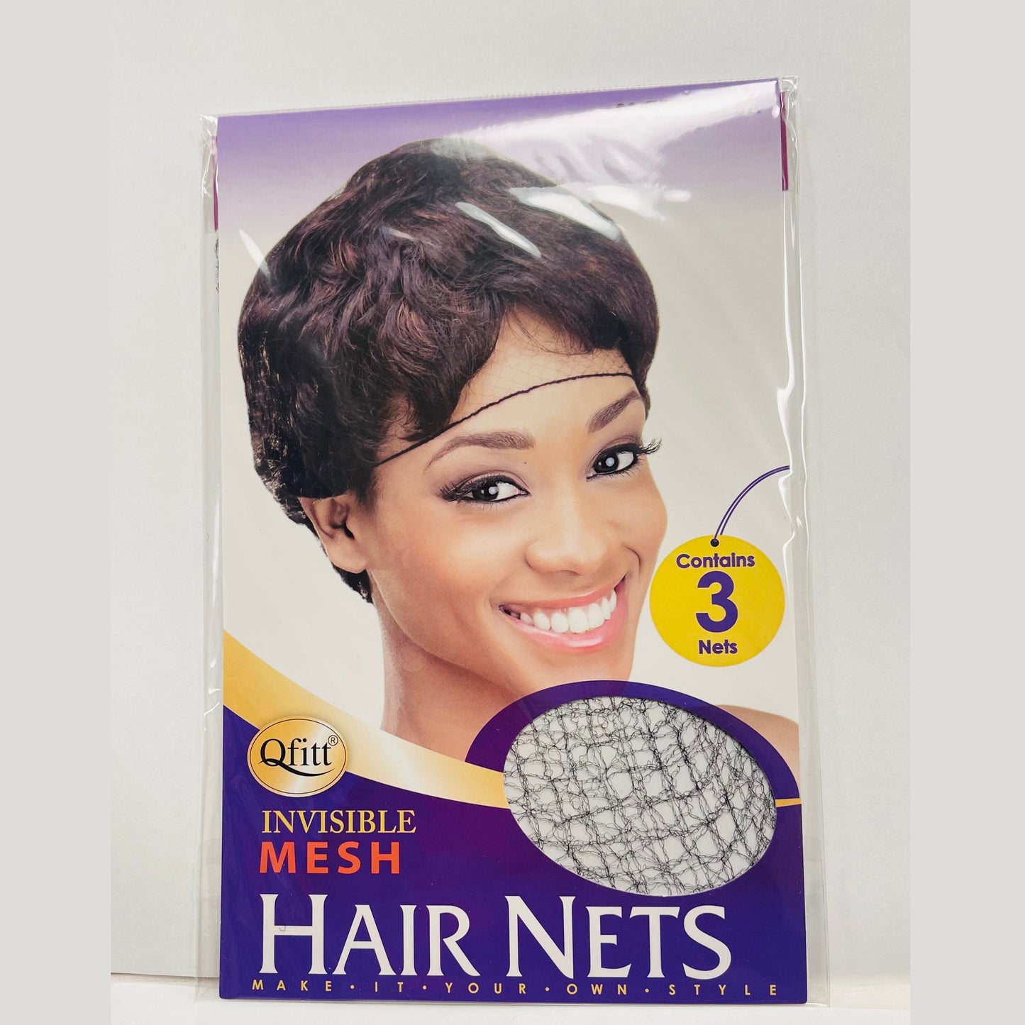 Qfitt 505 Black Invisible Mesh Hair Nets (3Pack)