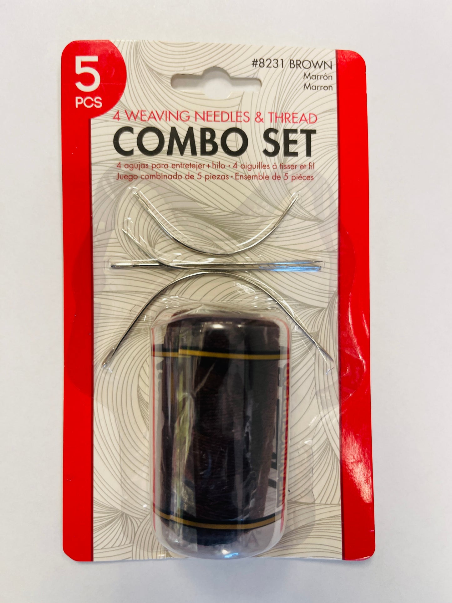 WEAVING THREAD & NEEDLES COMBO SET - BROWN