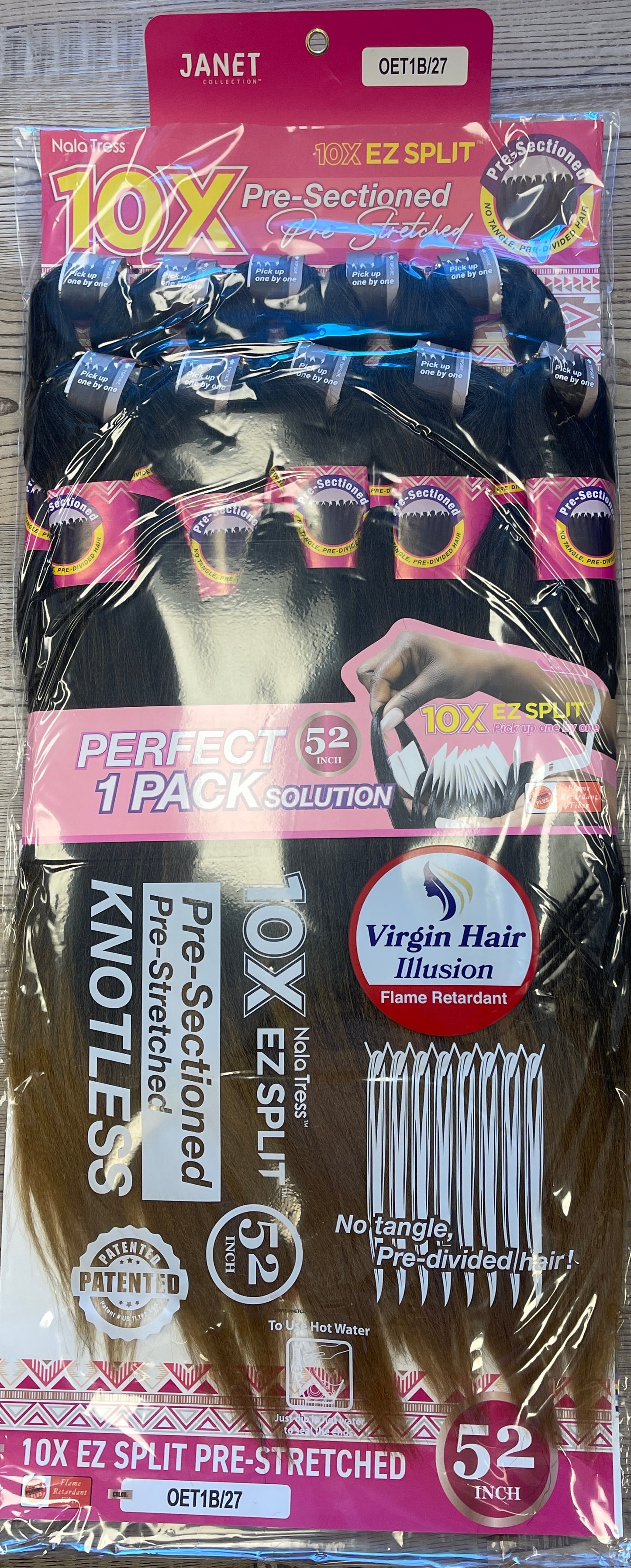 JANET-10X EZ SPLIT PRE-STRETCHED -52'' (10PCS)