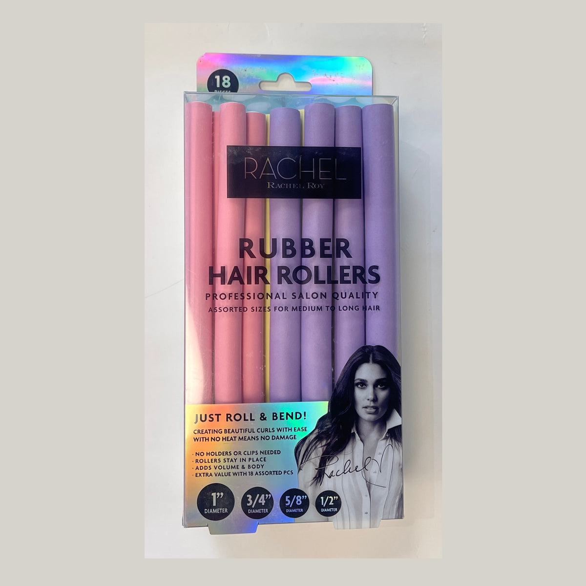 RACHEL-RUBBER HAIR ROLLERS-18 PIECES