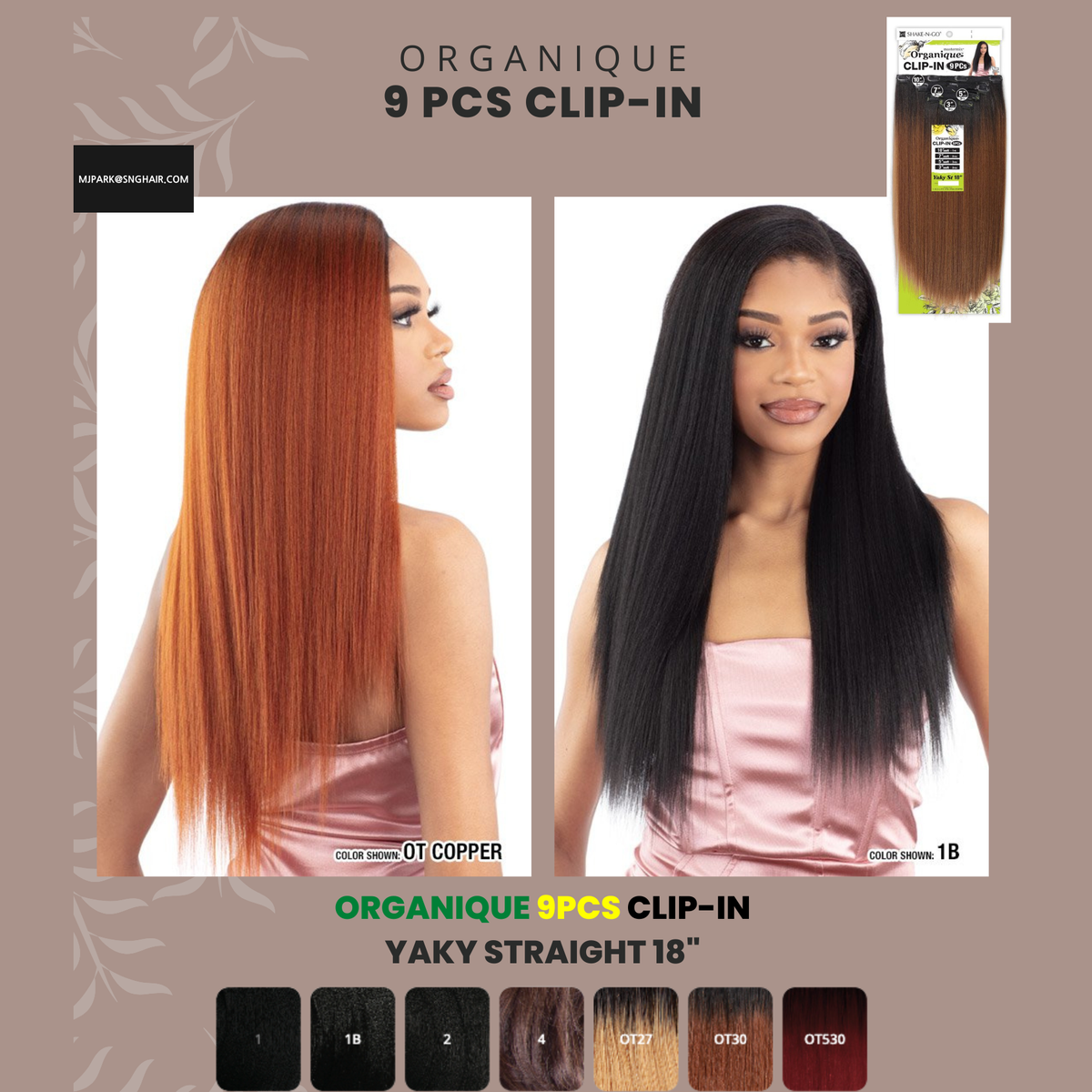 Shake n Go - Organique - Yaky Straight- 9PCS - Clip-in - 18''