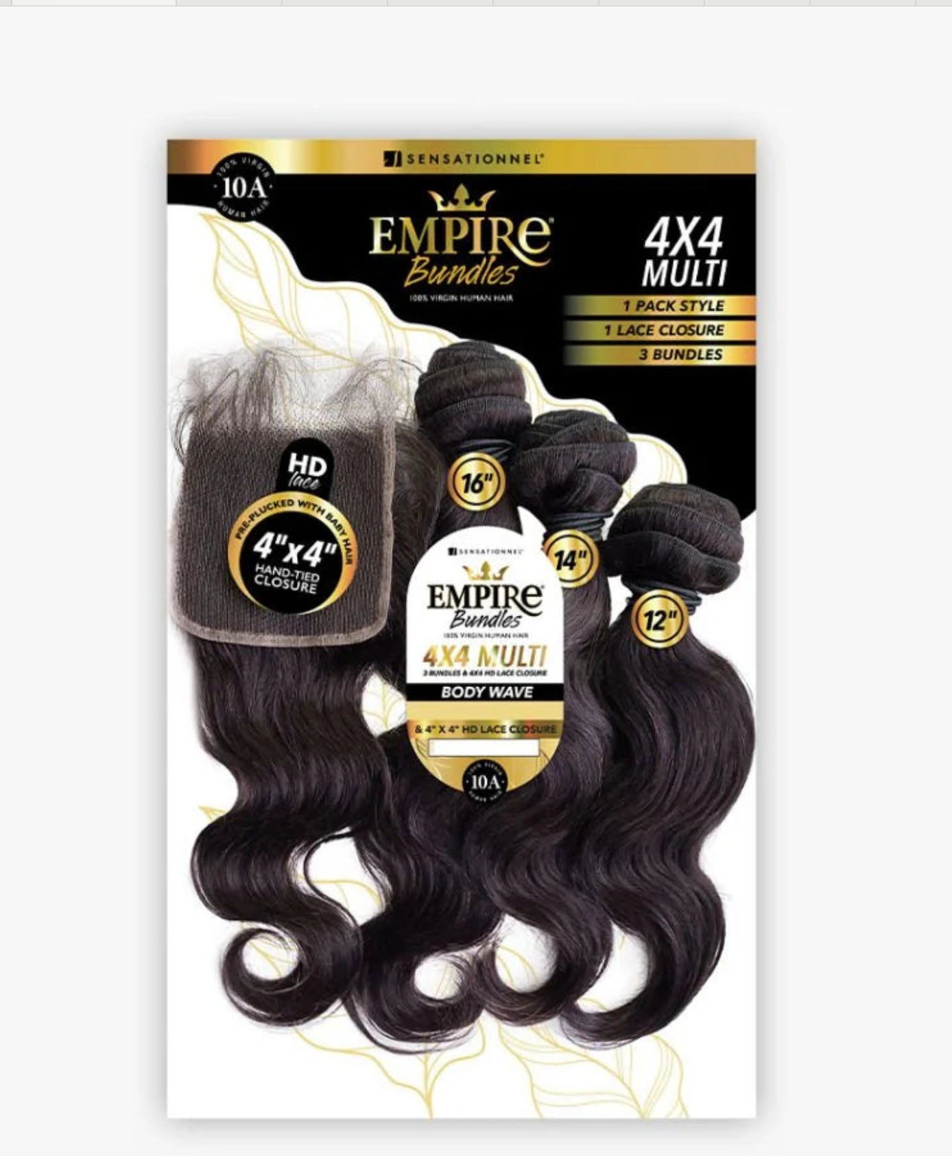 HH BODY WAVE 10 12 14 EMPIRE BUNDLES 4X4 MULTI PACK Natural NAYAK BEAUTY SUPPLY