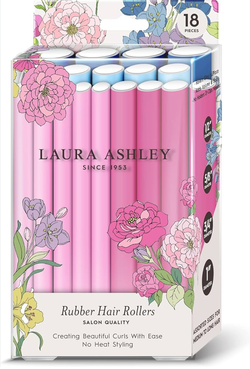 Laura Ashley - Salon Quality Rubber Hair Rollers