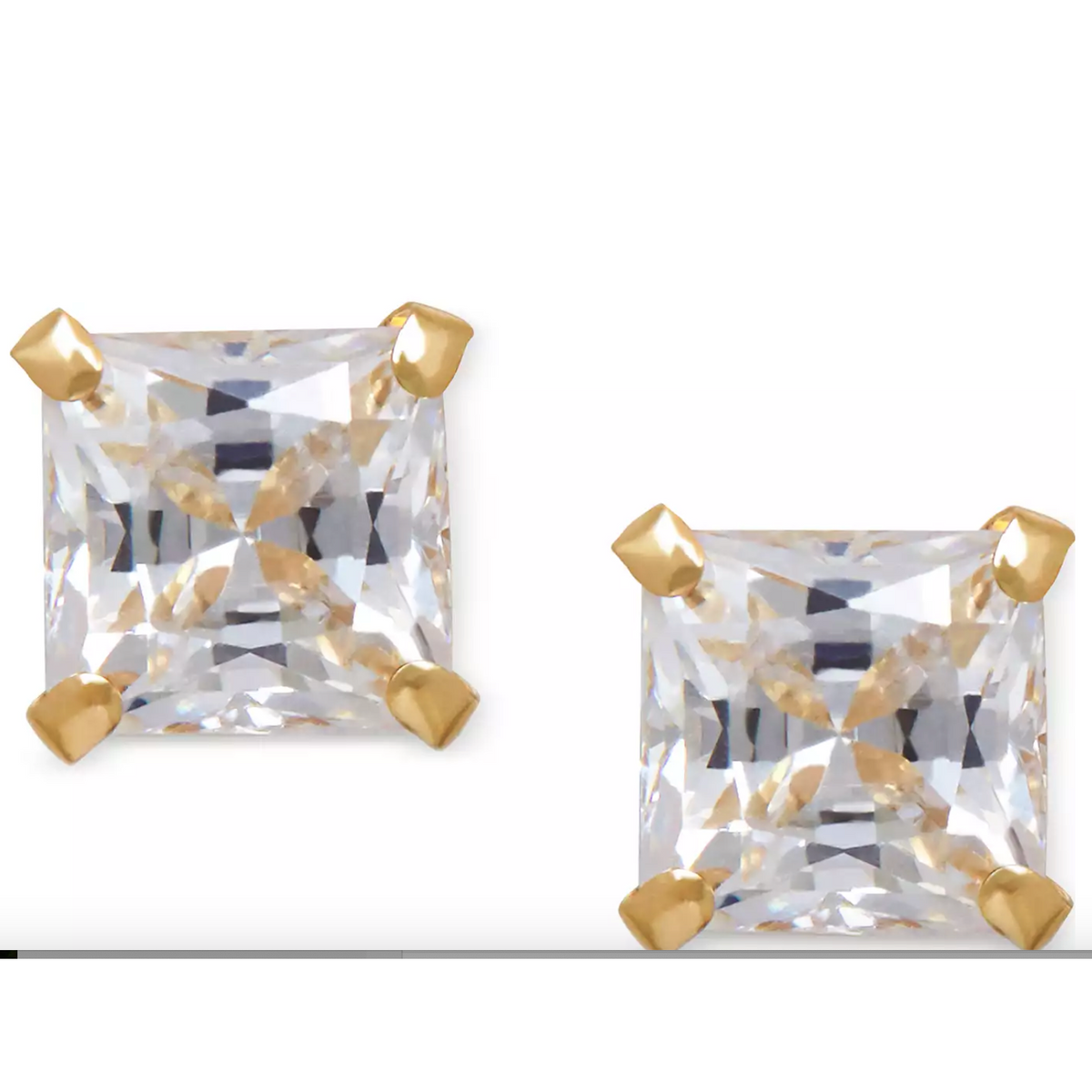 C * C -Double - square studs - Earrings-Zirconium-1 pair