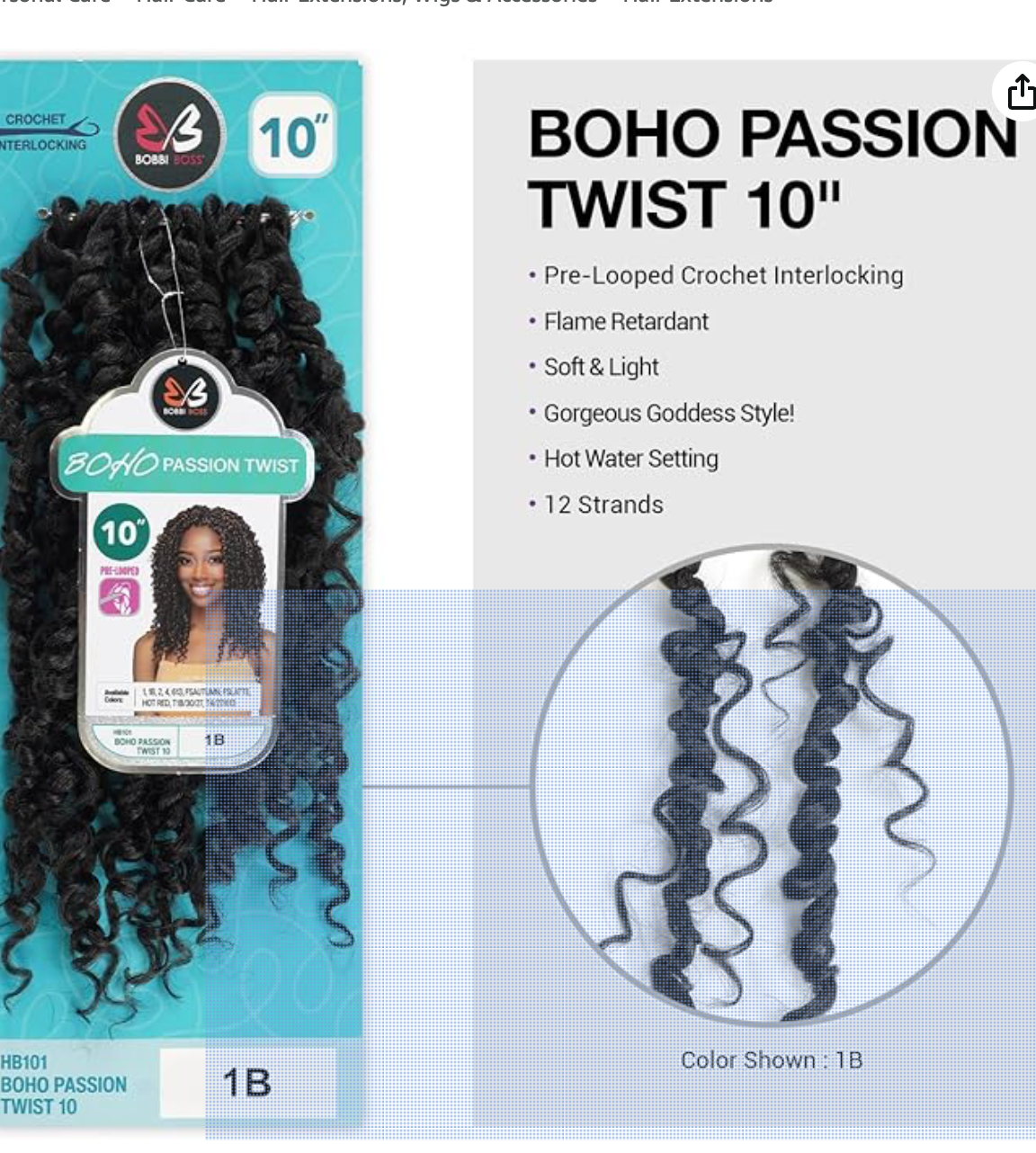 BOBBI BOSS-PASSION TWIST-BOHO-STYLE-BHPT-3X - 10''
