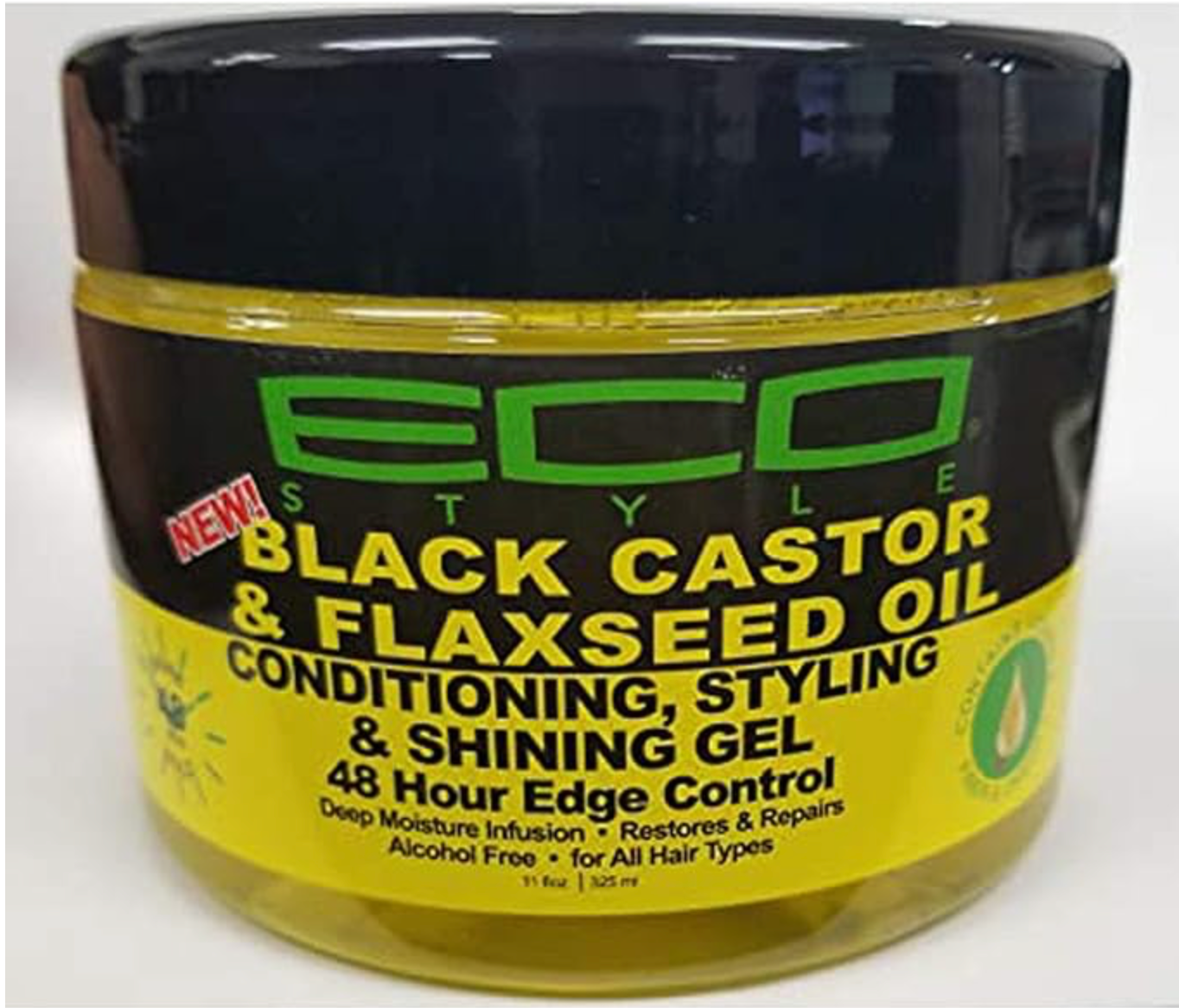 ECO-black castor-flaxseed-oil-conditioning-styling & shining-gel