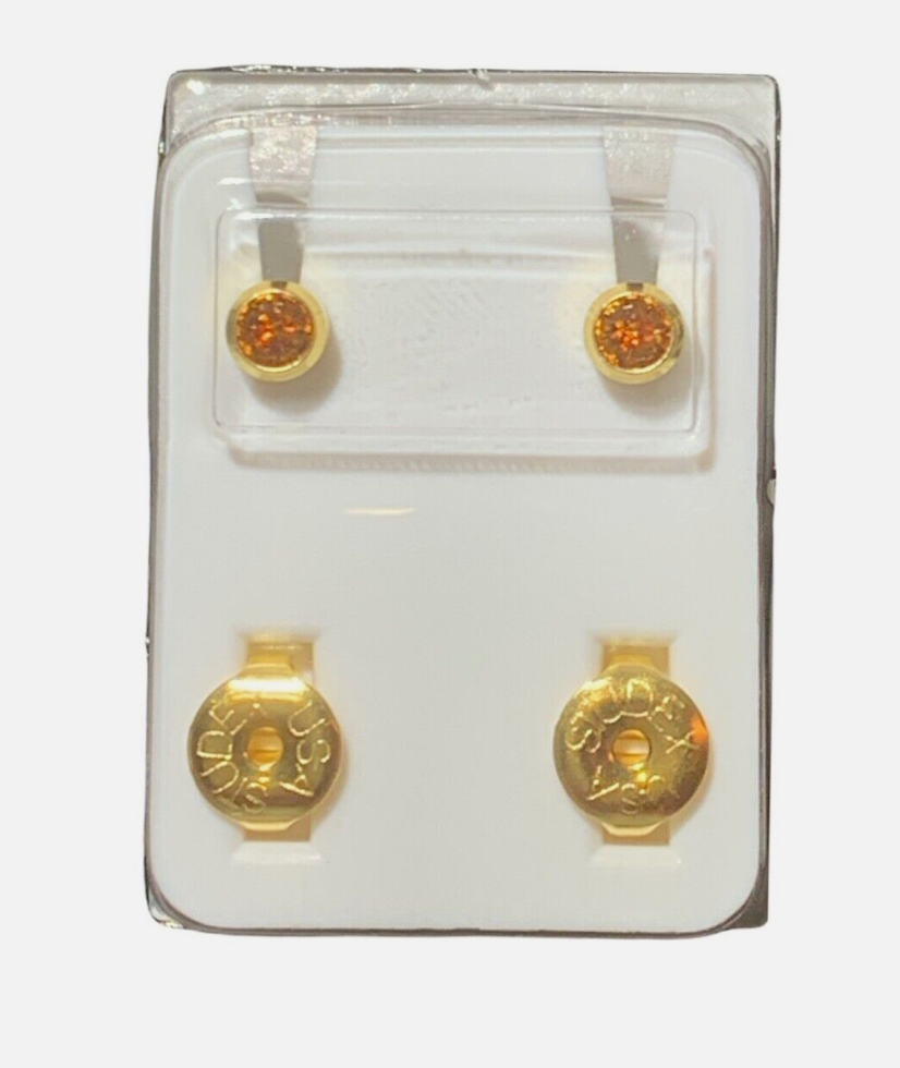 STUDEX-Birthstone-Bezel-Set-Gold Plated-Earrings