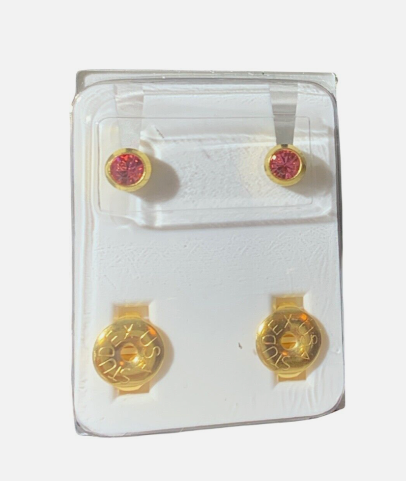 STUDEX-Birthstone-Bezel-Set-Gold Plated-Earrings