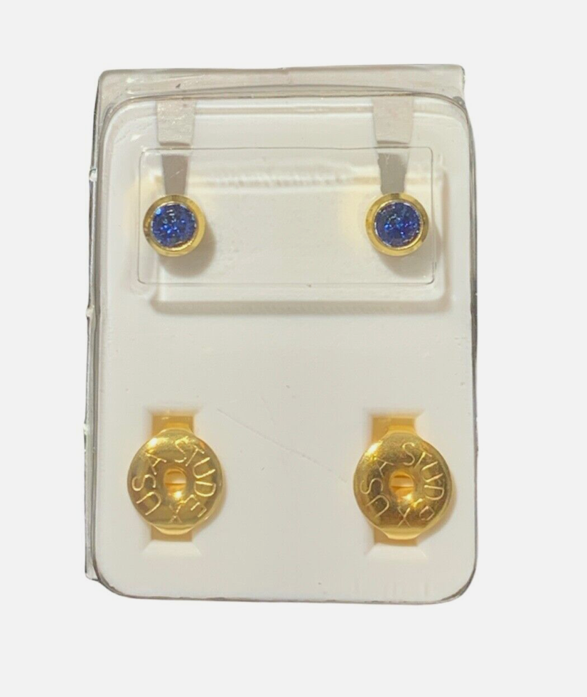 STUDEX-Birthstone-Bezel-Set-Gold Plated-Earrings