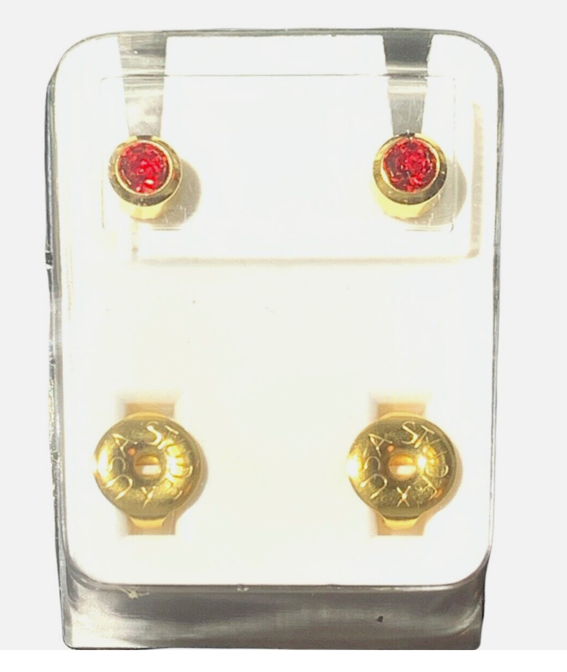 STUDEX-Birthstone-Bezel-Set-Gold Plated-Earrings