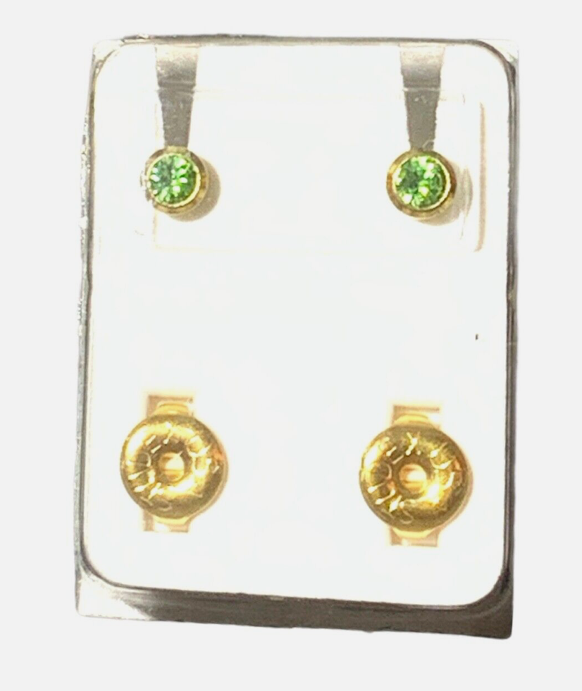 STUDEX-Birthstone-Bezel-Set-Gold Plated-Earrings