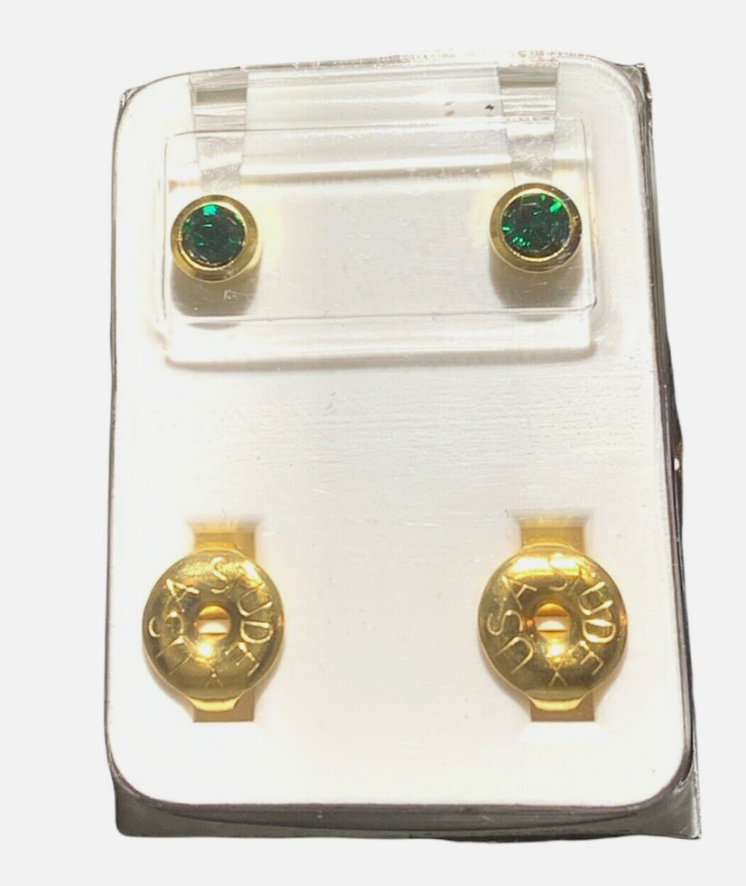 STUDEX-Birthstone-Bezel-Set-Gold Plated-Earrings