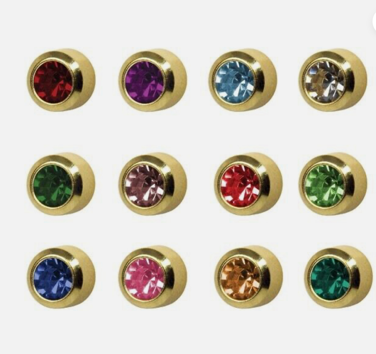 STUDEX-Birthstone-Bezel-Set-Gold Plated-Earrings