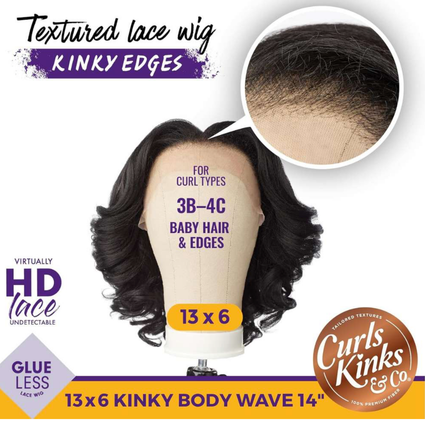 KINKY EDGE 13X6 - LACE WIG - KINKY NATURAL WAVE 14 (CK&CO)