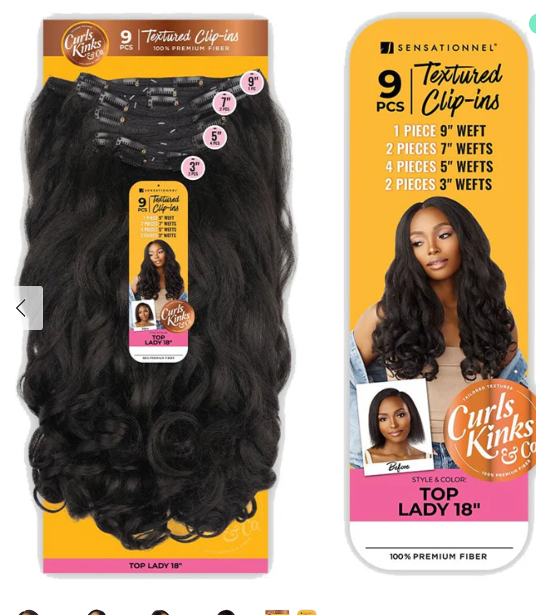 CLIP-IN TOP LADY - TEXTURED-CURL KINKS & CO - 9PCS - 18''