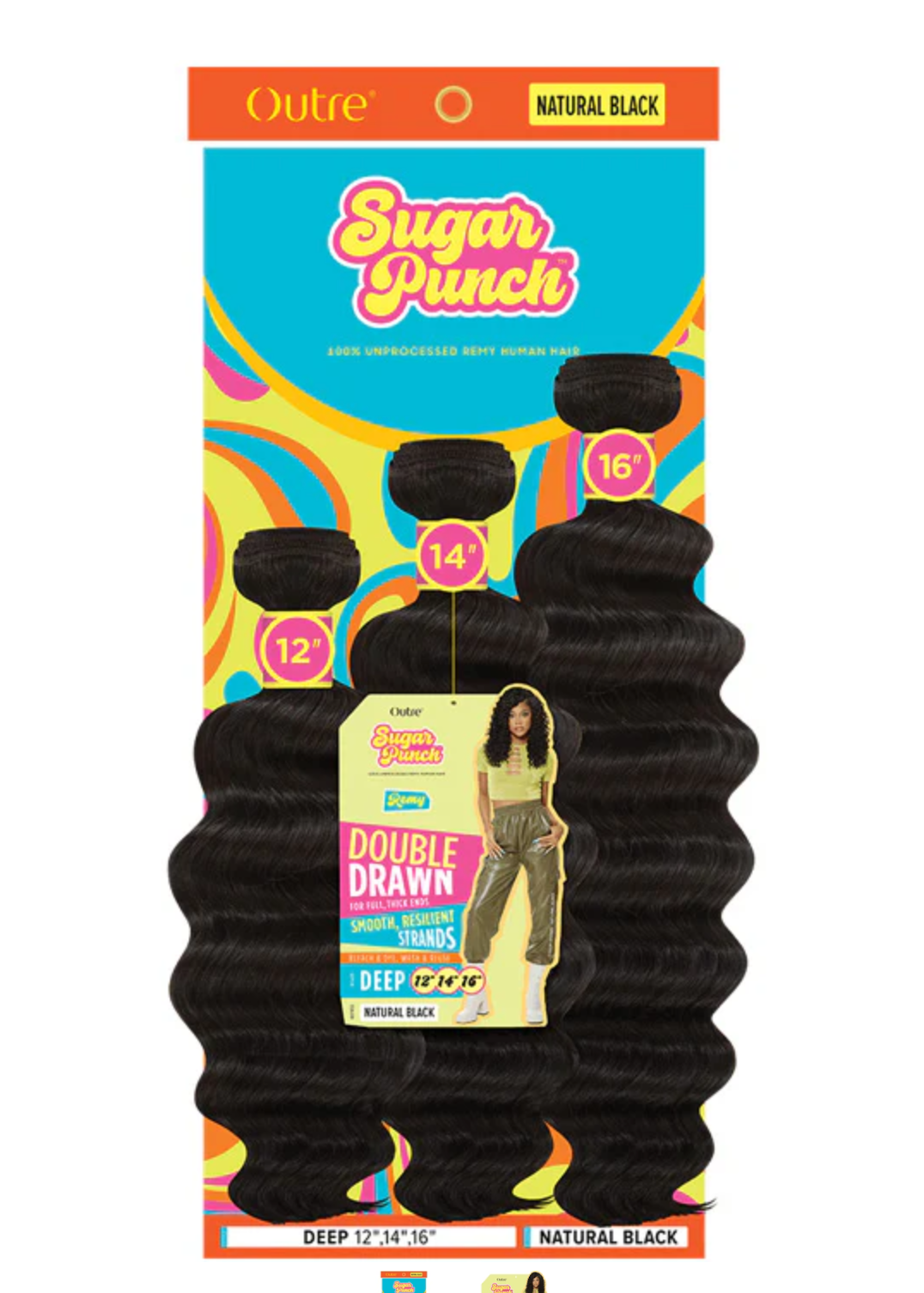 OUTRE - SUGAR PUNCH - 100% UNPROCESSED REMY HUMAN HAIR - DEEP- NAT/BLK