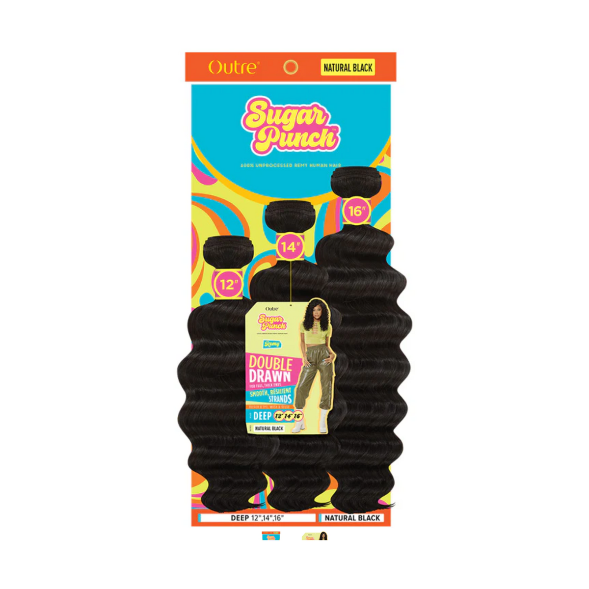 OUTRE - SUGAR PUNCH - 100% UNPROCESSED REMY HUMAN HAIR - DEEP- NAT/BLK