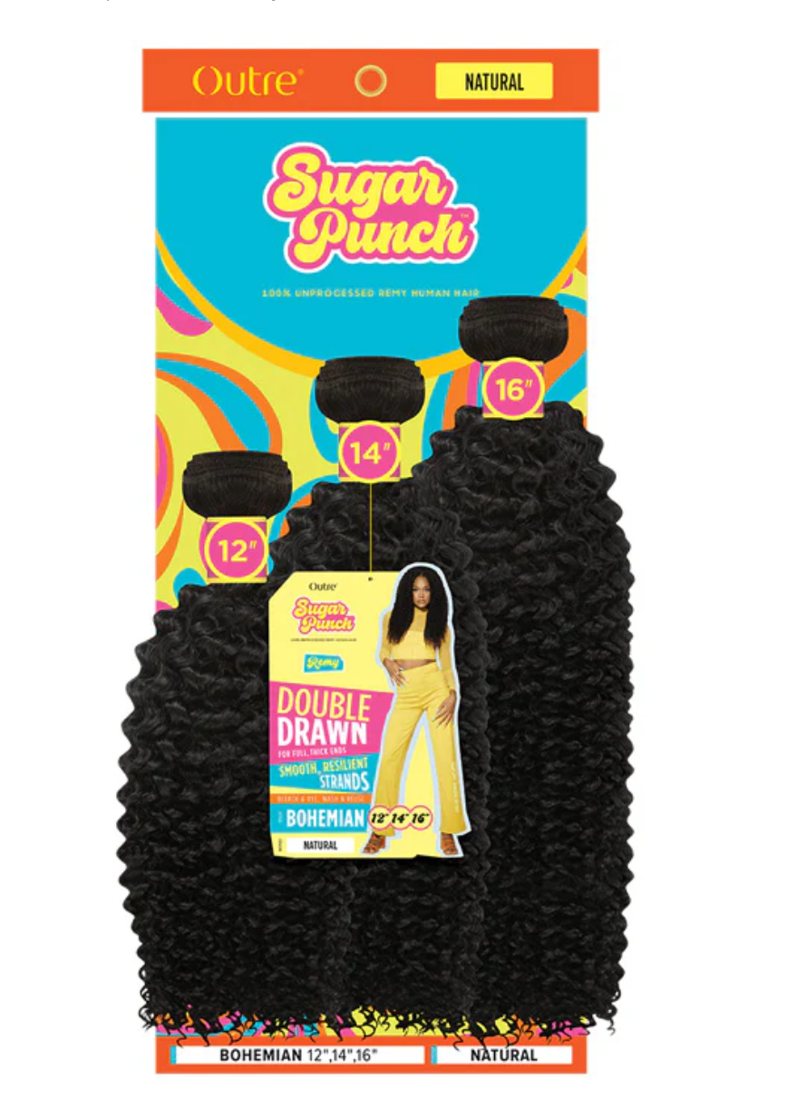 OUTRE - SUGAR PUNCH - 100% UNPROCESSED REMY HUMAN HAIR - BOHEMIAN- NAT/BLK