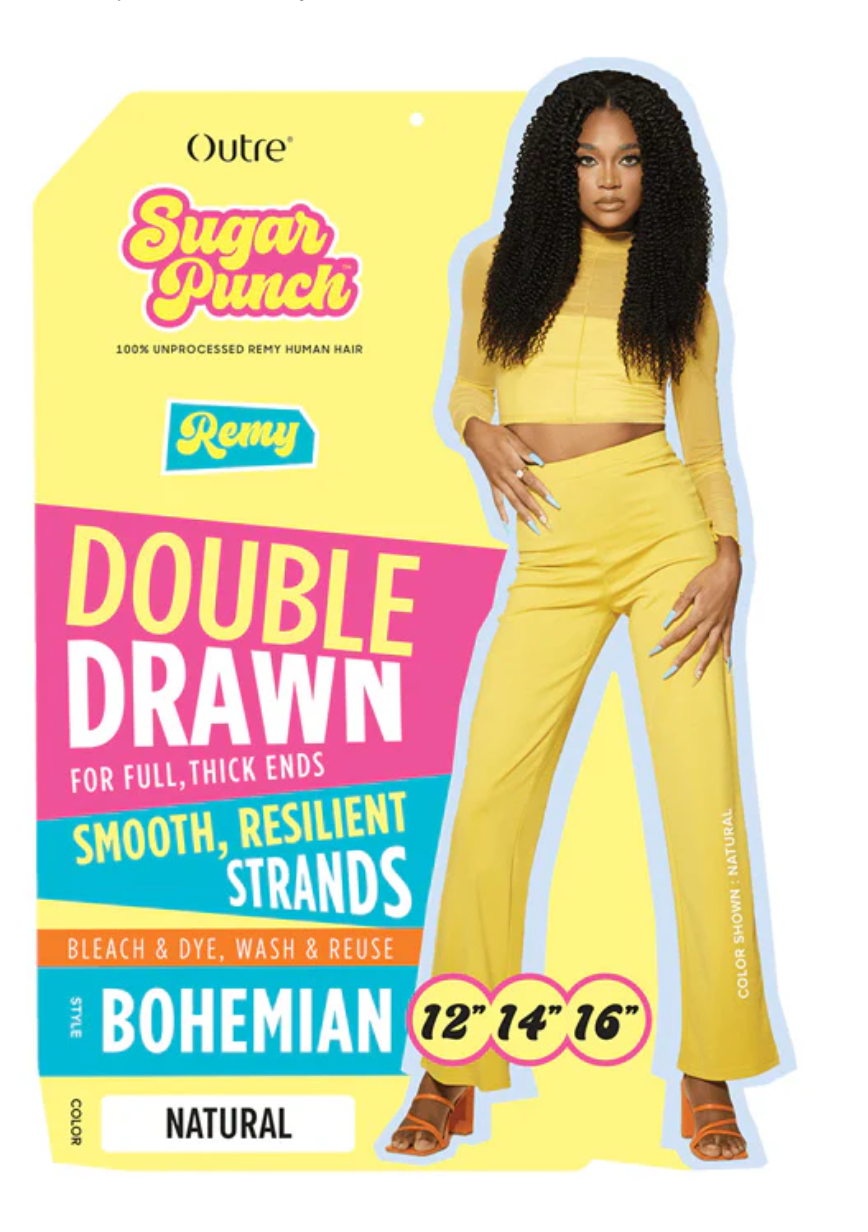 OUTRE - SUGAR PUNCH - 100% UNPROCESSED REMY HUMAN HAIR - BOHEMIAN- NAT/BLK