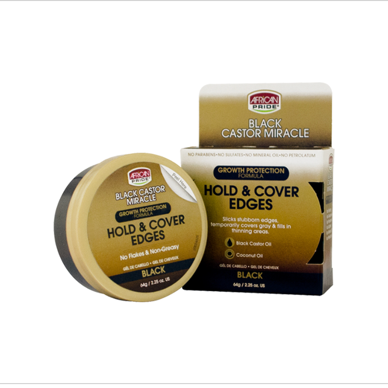 African Pride - Black Castor Miracle - Hold & Cover Edges - Black