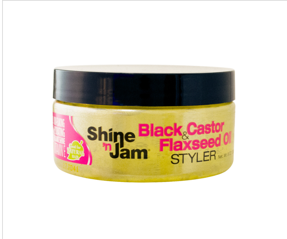 SHINE N JAM - BLACK CASTOR & FLAXSEED OIL - STYLER - 8 OZ